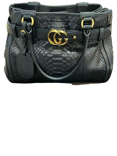 brown snake leather bag gucci|Gucci bag with snake buckle.